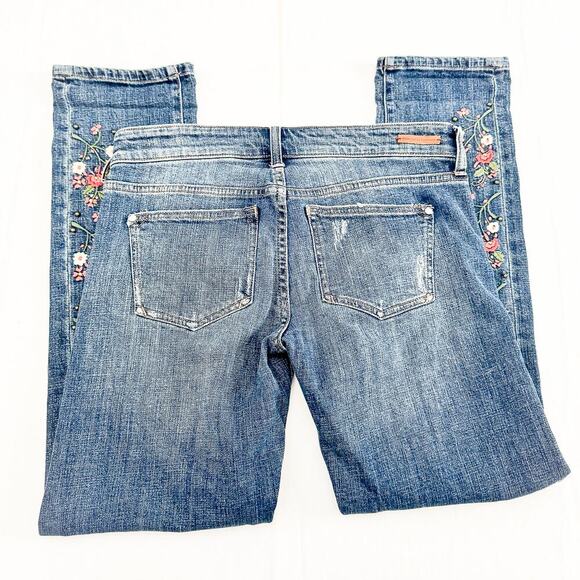Pilcro and The Letterpress Hyphen Flower Embroidered Dark Wash Jeans Size 26 - Picture 5 of 8